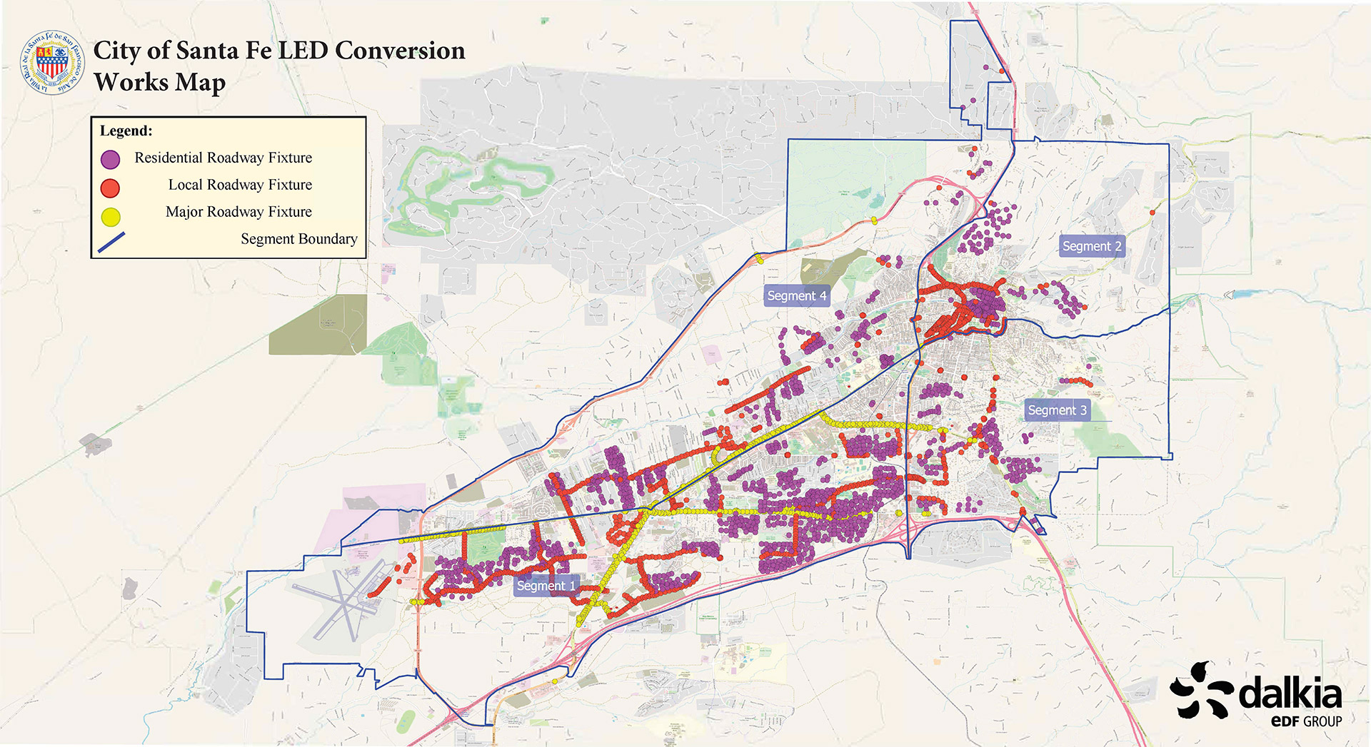 Map of City of Santa Fe LED Conversion